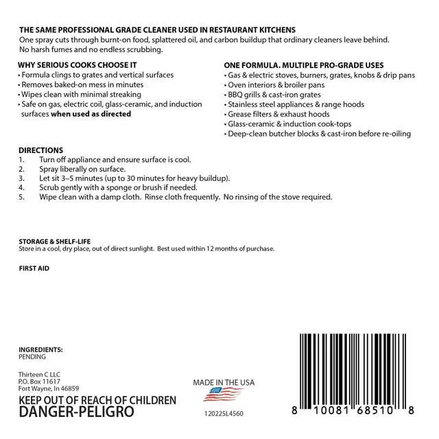 Alt view image 5 of 5 - Gas Range Cleaner and Degreaser - Stove Grates, Grills, Oven Glass and Door - Cuts Through Baked on Food (16oz)