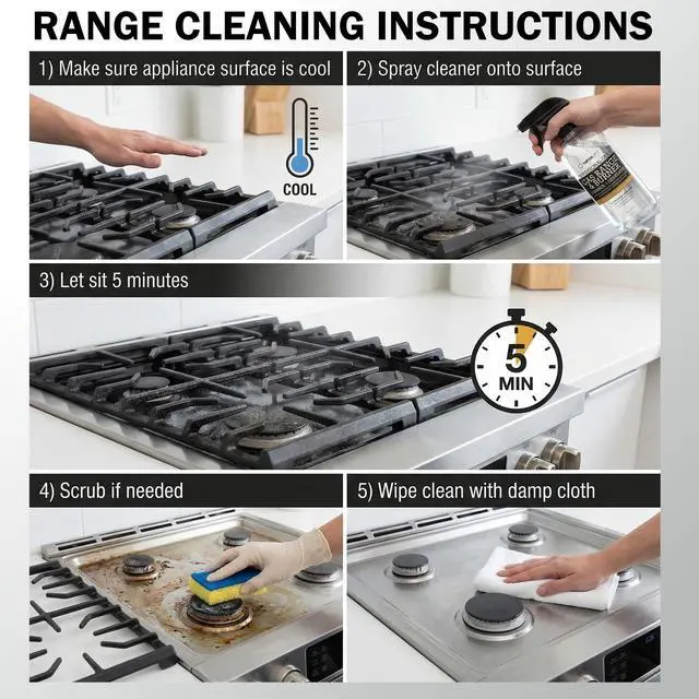 Alt view image 4 of 5 - Gas Range Cleaner and Degreaser - Stove Grates, Grills, Oven Glass and Door - Cuts Through Baked on Food (16oz)