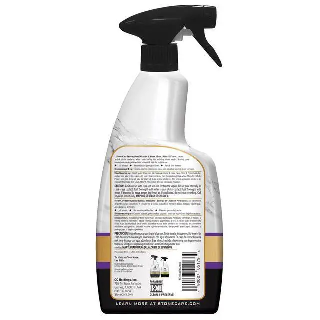 Alt view image 2 of 7 - Granite Clean, Shine & Protect - Cleans Polishes & Protects Stone, Granite, Quartz, Marble, Limestone and Travertine Slate Surfaces, White, 24 Fl oz