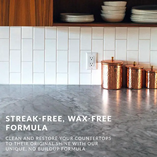 Alt view image 4 of 7 - Countertop Restoration Polish - Shines and Protects with No Build-Up - Streak-Free Kitchen Counter Cleaner - Quartz, Marble, Corian, Laminate, Granite Countertop Cleaner, 8 Fl Oz, Pack of 1
