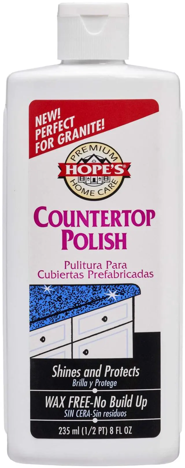 Main image of Countertop Restoration Polish - Shines and Protects with No Build-Up - Streak-Free Kitchen Counter Cleaner - Quartz, Marble, Corian, Laminate, Granite Countertop Cleaner, 8 Fl Oz, Pack of 1