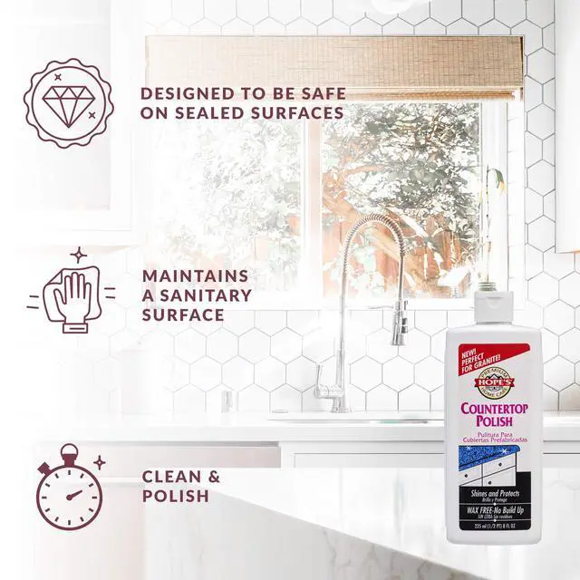 Alt view image 7 of 7 - Countertop Restoration Polish - Shines and Protects with No Build-Up - Streak-Free Kitchen Counter Cleaner - Quartz, Marble, Corian, Laminate, Granite Countertop Cleaner, 8 Fl Oz, Pack of 1