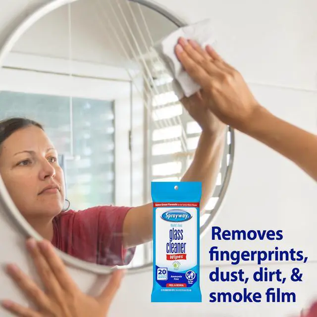 Alt view image 4 of 6 - Glass Cleaner Wipes, 20ct, Pack of 6 | On-the-Go Resealable Package, Pre-Moistened | Original Ammonia-Free Formula | Removes Fingerprints, Dust, Dirt | All Glass Surfaces