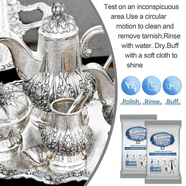 Alt view image 7 of 7 - 6 Pack/ 72 Pcs Silver Cleaner Wipes Silver Polish Jewelry Cleaner Cleaning Jewelry Wipes for Silverware Stainless Steel Brass Metal Tarnish Remover