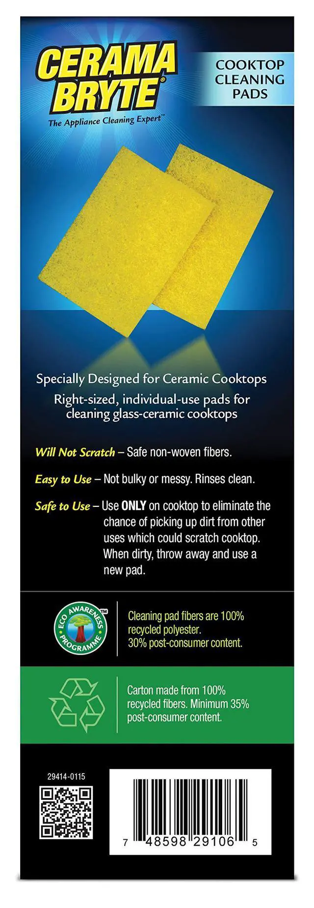Alt view image 2 of 4 - (2 Pack) Ceramic Cooktop Cleaning Pads, Total 20 Pads