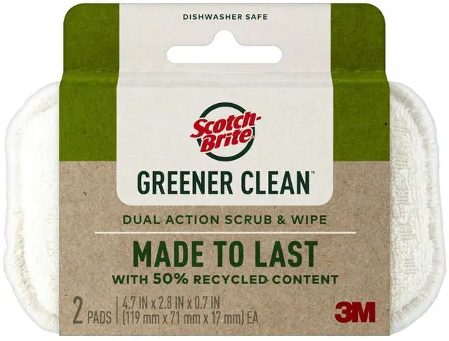 Main image of Greener Clean Dual Action Scrub & Wipe, 2 Flexible Dish Cloths for Washing Dishes and Kitchen, Safe on Nonstick Pots and Pans, Glassware, China, Tubs & Tile