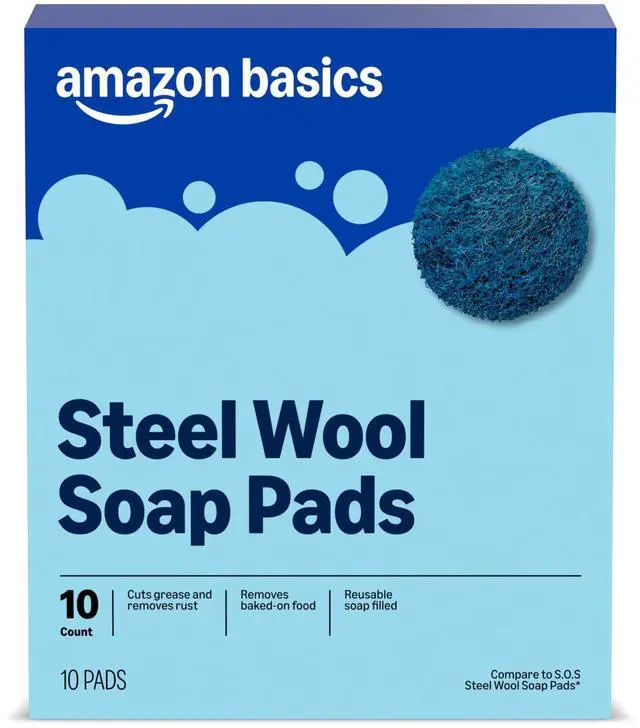 Main image of Steel Wool Soap Pads, Reusable, Cuts Grease and Removes Rust, 10 Count, Pack of 1
