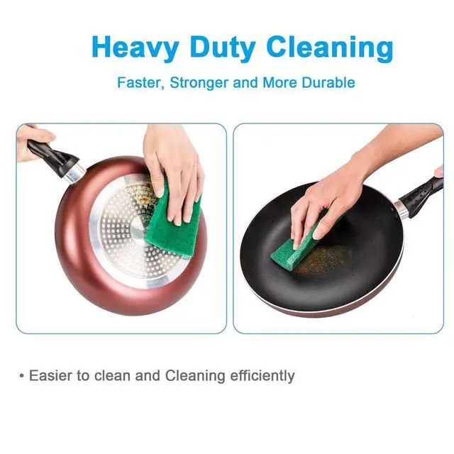 Alt view image 4 of 6 - 8PCS Scouring Pad - Premium Heavy Duty Scrub Pads, Reusable Household Green Dish Scrubber, Multipurpose Scour pad - for Kitchen Scrubber & Metal Grills, 3.9 x 5.9 x 0.36IN