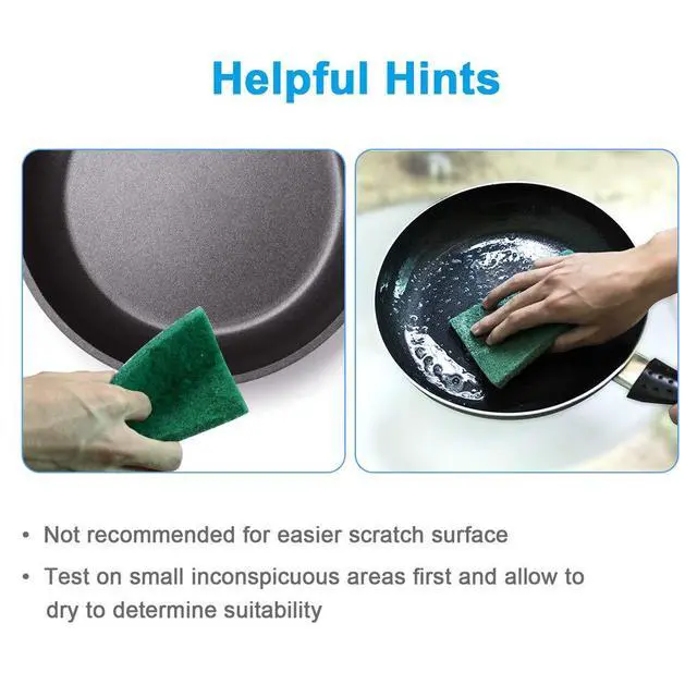 Alt view image 6 of 6 - 8PCS Scouring Pad - Premium Heavy Duty Scrub Pads, Reusable Household Green Dish Scrubber, Multipurpose Scour pad - for Kitchen Scrubber & Metal Grills, 3.9 x 5.9 x 0.36IN