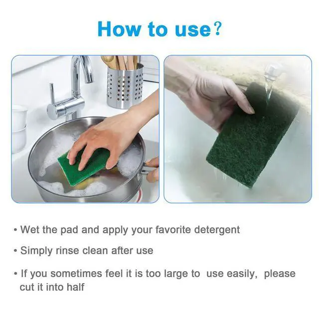 Alt view image 5 of 6 - 8PCS Scouring Pad - Premium Heavy Duty Scrub Pads, Reusable Household Green Dish Scrubber, Multipurpose Scour pad - for Kitchen Scrubber & Metal Grills, 3.9 x 5.9 x 0.36IN