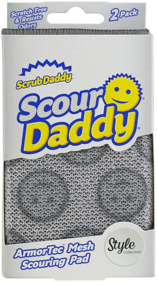 Main image of Scour Daddy Style, Scourers Non Scratch Scrubbing Sponge, Scouring Pads, Kitchen Sponges for Dishes, Dishwashing Pan Scrubber, Cleaning Supplies, Dish Sponges for Washing up, Pack of 2