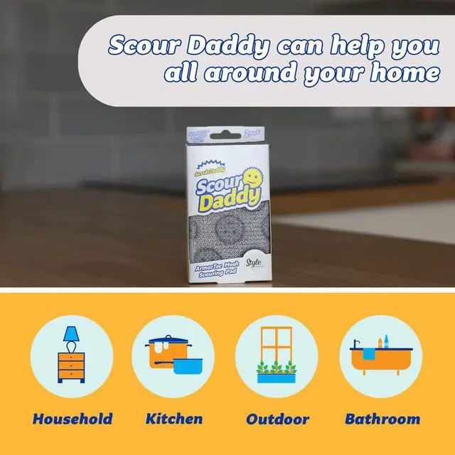Alt view image 3 of 6 - Scour Daddy Style, Scourers Non Scratch Scrubbing Sponge, Scouring Pads, Kitchen Sponges for Dishes, Dishwashing Pan Scrubber, Cleaning Supplies, Dish Sponges for Washing up, Pack of 2