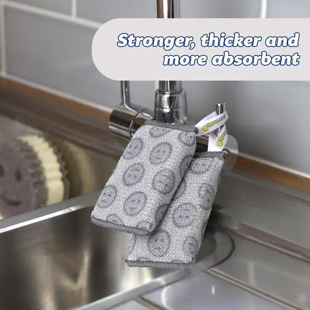 Alt view image 4 of 6 - Scour Daddy Style, Scourers Non Scratch Scrubbing Sponge, Scouring Pads, Kitchen Sponges for Dishes, Dishwashing Pan Scrubber, Cleaning Supplies, Dish Sponges for Washing up, Pack of 2