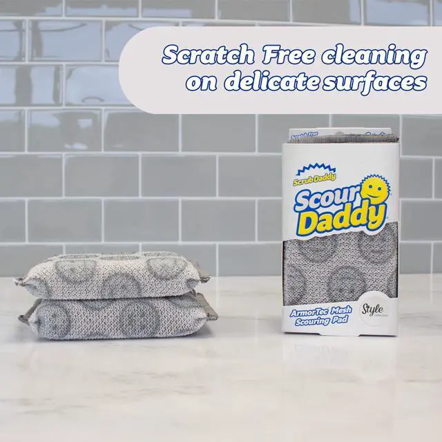 Alt view image 5 of 6 - Scour Daddy Style, Scourers Non Scratch Scrubbing Sponge, Scouring Pads, Kitchen Sponges for Dishes, Dishwashing Pan Scrubber, Cleaning Supplies, Dish Sponges for Washing up, Pack of 2