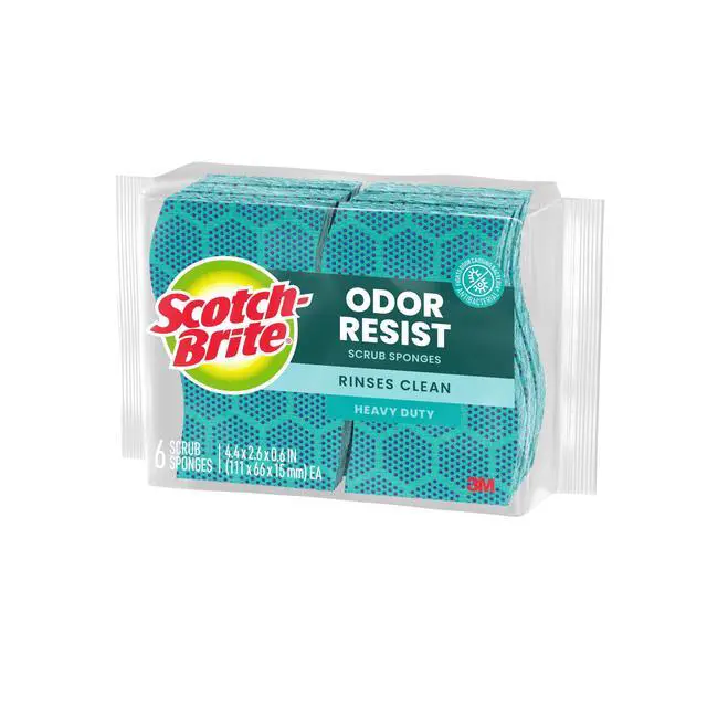 Alt view image 2 of 7 - Odor Resist Heavy Duty Scrub Sponge, Dishwasher-Safe Kitchen sponges for Serious Scrubbing, Multipurpose Dish Sponge for Stuck-On Messes, 6 Scrubbing Sponges