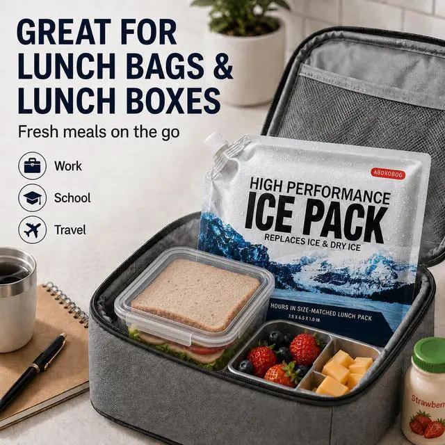 Alt view image 2 of 7 - Reusable Ice Packs for Lunch Box Long Lasting Slim Gel Freezer Packs for Cooler Bag Cooler Backpack, Keeps Food Cold Fresh for Work & School (6.5"x7.5"x3P)