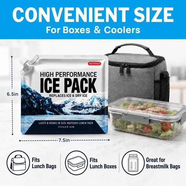 Alt view image 7 of 7 - Reusable Ice Packs for Lunch Box Long Lasting Slim Gel Freezer Packs for Cooler Bag Cooler Backpack, Keeps Food Cold Fresh for Work & School (6.5"x7.5"x3P)