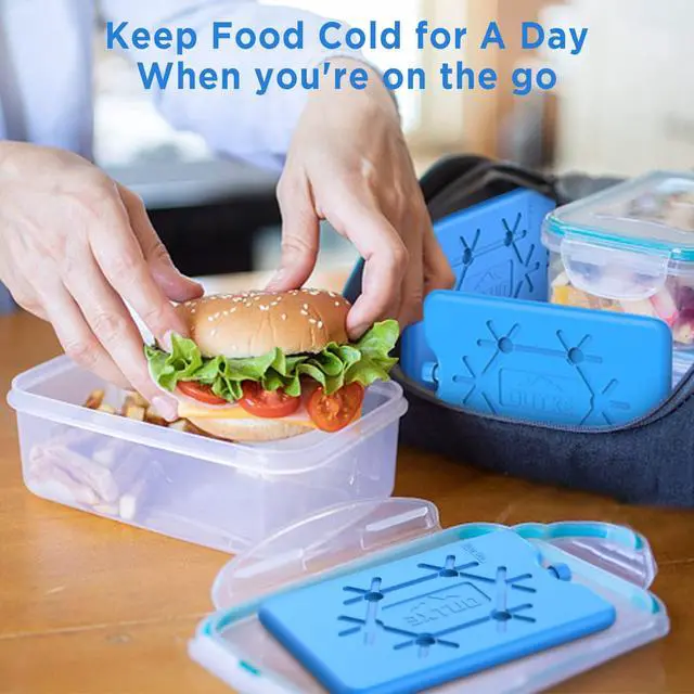 Alt view image 6 of 7 - Ice Packs for Lunch Box 4 -Pack Reusable Ultra-Thin Freezer Packs Long-Lasting Cool Packs for Coolers, Keep Food Fresh and Cold in Lunch Boxes and breastmilk Bags - 4 Pack (Blue)