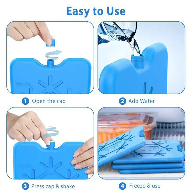 Alt view image 7 of 7 - Ice Packs for Lunch Box 4 -Pack Reusable Ultra-Thin Freezer Packs Long-Lasting Cool Packs for Coolers, Keep Food Fresh and Cold in Lunch Boxes and breastmilk Bags - 4 Pack (Blue)
