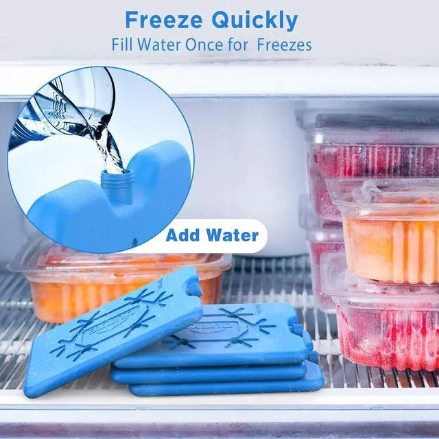 Alt view image 4 of 7 - Ice Packs for Lunch Box 4 -Pack Reusable Ultra-Thin Freezer Packs Long-Lasting Cool Packs for Coolers, Keep Food Fresh and Cold in Lunch Boxes and breastmilk Bags - 4 Pack (Blue)