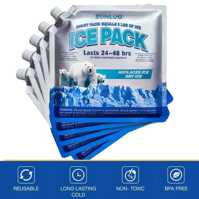 Alt view image 3 of 5 - Cooler Ice Packs, 5 Pack Reusable Ice Packs for Coolers Long Lasting Freezer Packs for Cooler Bag, Lunch Bags, Cooler Backpacks