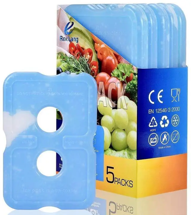 Main image of 5 Pack Slim Ice Pack Brick Reusable Long Lasting Cold Thin Freezer Packs Cooler Accessories for Lunch Boxes Bag, Beach, Camping & Fishing