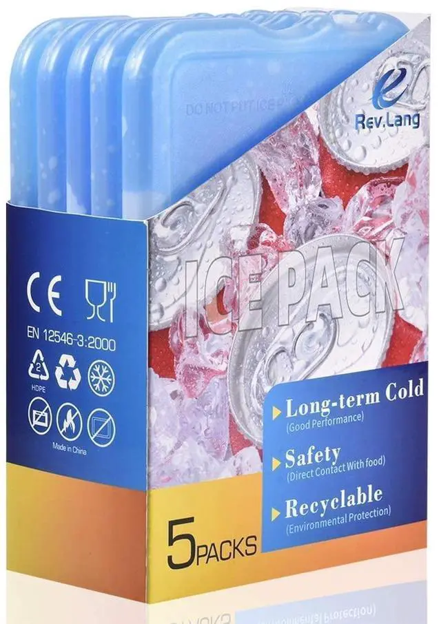 Alt view image 2 of 7 - 5 Pack Slim Ice Pack Brick Reusable Long Lasting Cold Thin Freezer Packs Cooler Accessories for Lunch Boxes Bag, Beach, Camping & Fishing