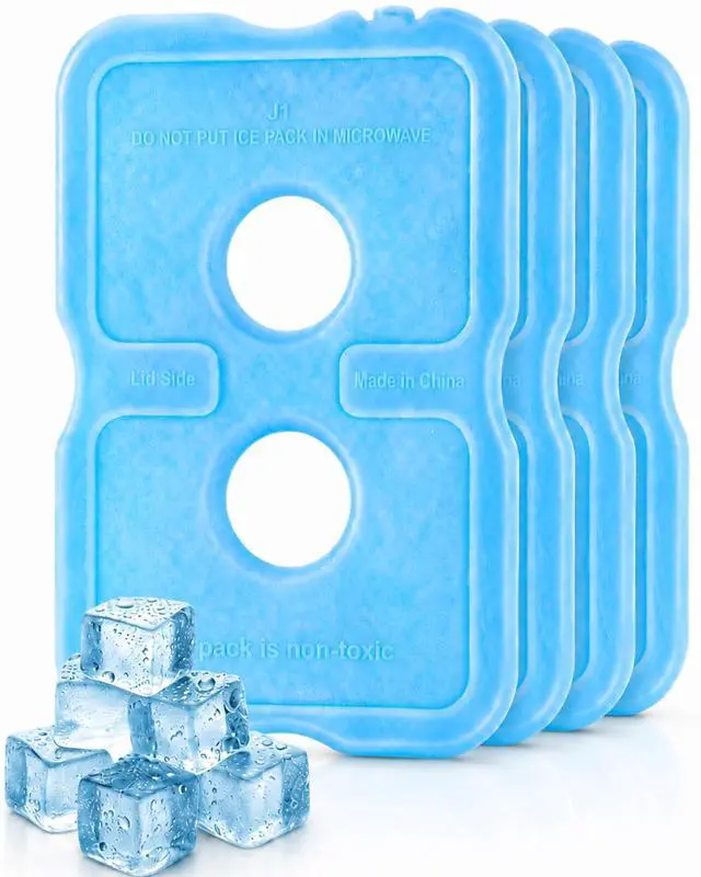 Main image of Slim Ice Packs for Lunch Boxes & Coolers, 4 Packs 7.08" L x 4.72" W Reusable BPA-Free Quick Freeze Ice Packs, Long-Lasting Ice Packs for Outdoor, Work, Beach, Camping, Fishing (Blue)