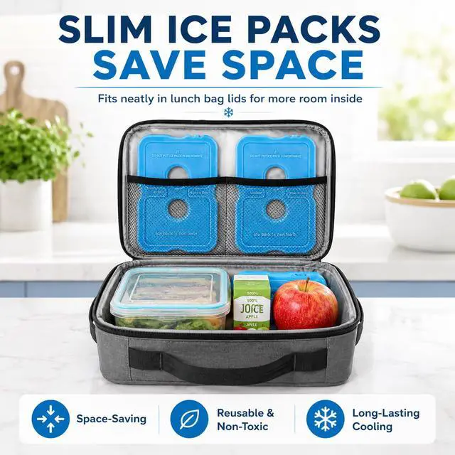 Alt view image 2 of 7 - Slim Ice Packs for Lunch Boxes & Coolers, 4 Packs 7.08" L x 4.72" W Reusable BPA-Free Quick Freeze Ice Packs, Long-Lasting Ice Packs for Outdoor, Work, Beach, Camping, Fishing (Blue)