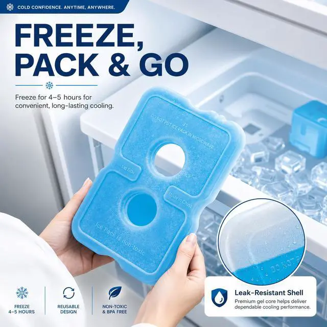 Alt view image 3 of 7 - Slim Ice Packs for Lunch Boxes & Coolers, 4 Packs 7.08" L x 4.72" W Reusable BPA-Free Quick Freeze Ice Packs, Long-Lasting Ice Packs for Outdoor, Work, Beach, Camping, Fishing (Blue)