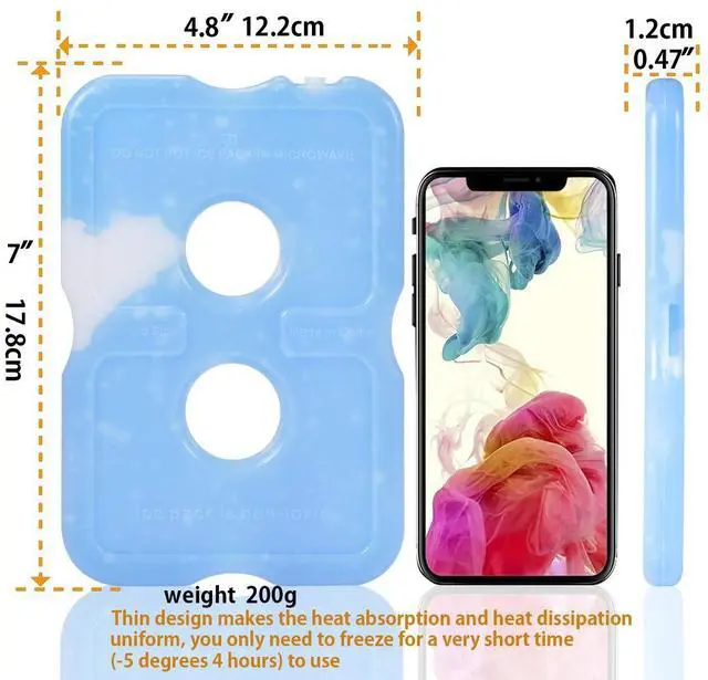 Alt view image 4 of 7 - 5 Pack Slim Ice Pack Brick Reusable Long Lasting Cold Thin Freezer Packs Cooler Accessories for Lunch Boxes Bag, Beach, Camping & Fishing