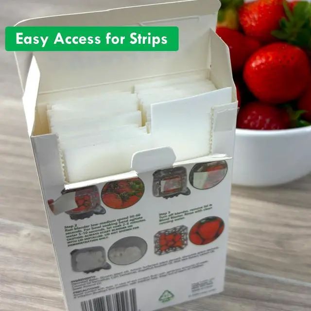 Alt view image 7 of 7 - Fruit and Vegetable Wash Strips | Plant-Based, Food-Safe Produce Cleaner | Dissolvable Veggie Wash Removes Contaminants, Waxes & Dirt | All-Natural | Travel (60 Count (Pack of 1))