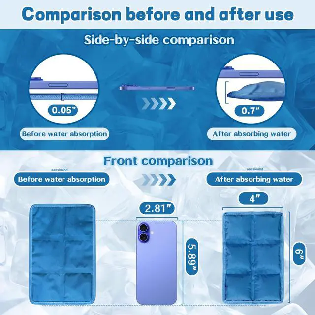 Alt view image 2 of 6 - 4pcs Ice Packs for Lunch Boxes & Coolers - Slim Reusable Water Absorption Lunch Box Ice Packs for Food Freshness(6x4x0.7) - Non-Toxic Freezer Packs for Bento Boxes Picnic, School, Office & Camping