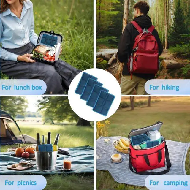 Alt view image 3 of 6 - 4pcs Ice Packs for Lunch Boxes & Coolers - Slim Reusable Water Absorption Lunch Box Ice Packs for Food Freshness(6x4x0.7) - Non-Toxic Freezer Packs for Bento Boxes Picnic, School, Office & Camping