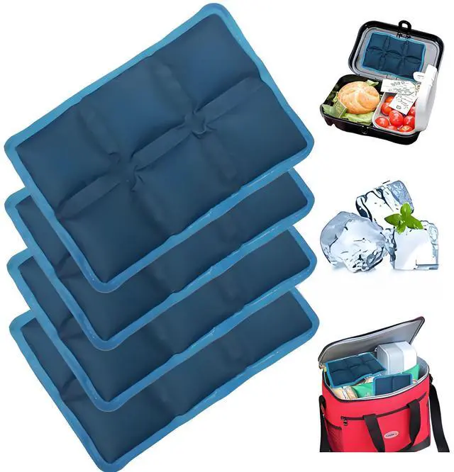 Main image of 4pcs Ice Packs for Lunch Boxes & Coolers - Slim Reusable Water Absorption Lunch Box Ice Packs for Food Freshness(6x4x0.7) - Non-Toxic Freezer Packs for Bento Boxes Picnic, School, Office & Camping