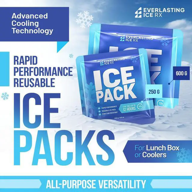 Alt view image 7 of 7 - Rapid Performance Reusable Ice Packs for Lunch Boxes, Lunch Bags or Coolers | 4 Pack | Cold for Up to 12 Hours | Ice Packs for Cooler, Long Lasting for Camping, Outdoors & Beach