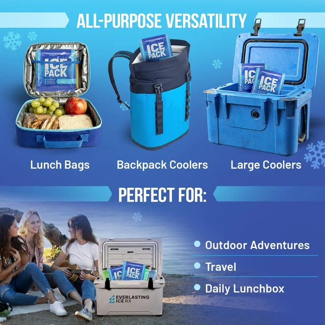 Alt view image 4 of 7 - Rapid Performance Reusable Ice Packs for Lunch Boxes, Lunch Bags or Coolers | 4 Pack | Cold for Up to 12 Hours | Ice Packs for Cooler, Long Lasting for Camping, Outdoors & Beach