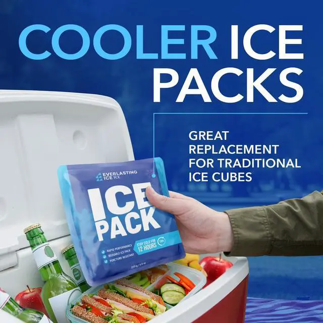 Alt view image 6 of 7 - Rapid Performance Reusable Ice Packs for Lunch Boxes, Lunch Bags or Coolers | 4 Pack | Cold for Up to 12 Hours | Ice Packs for Cooler, Long Lasting for Camping, Outdoors & Beach