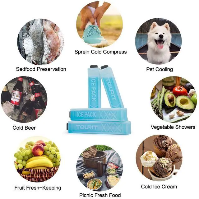 Alt view image 4 of 7 - Ice Packs for Coolers, 4 Pack Reusable Long Lasting Freezer Packs for Lunch Bags/Boxes, Cooler Backpack, Camping, Beach, Picnics, Fishing and More, Blue