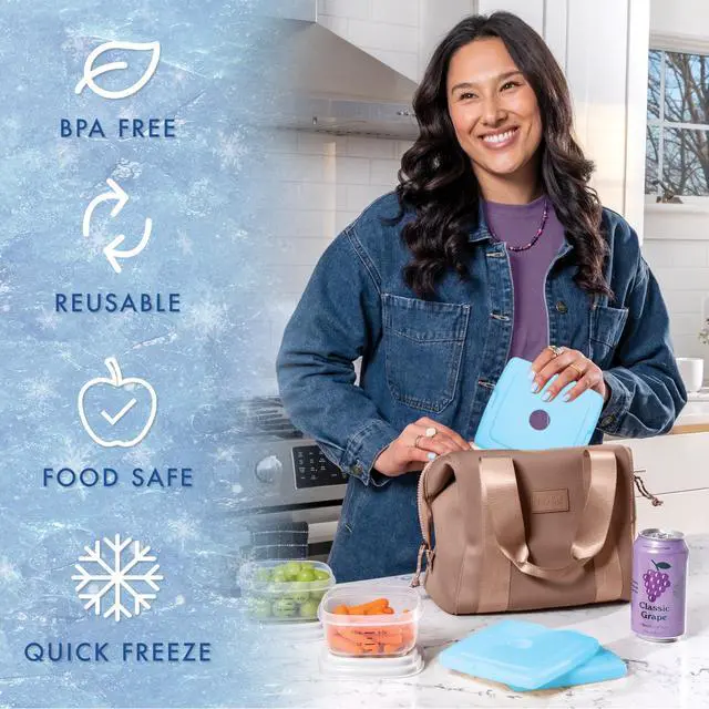 Alt view image 5 of 7 - Cool Coolers 4 Pack Slim Ice Packs, Quick Freeze Space Saving Reusable Ice Packs for Lunch Boxes or Coolers, Blue