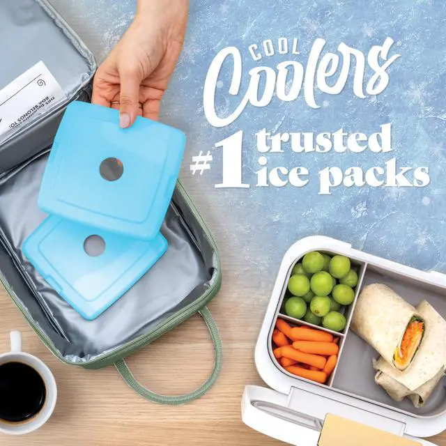 Alt view image 3 of 7 - Cool Coolers 4 Pack Slim Ice Packs, Quick Freeze Space Saving Reusable Ice Packs for Lunch Boxes or Coolers, Blue