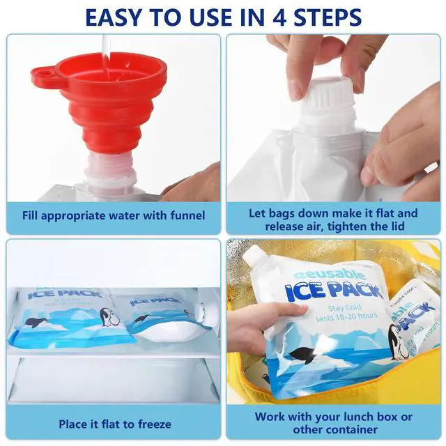 Alt view image 3 of 6 - 6 Pack Reusable Ice Packs for Cooler, Long Lasting Freezer Packs Combo for Cooler Bag, Lunch Box, Camping, Fishing, Beach, Picnic(3 Pack 7x7 Inch and 3 Pack 10x10 Inch)