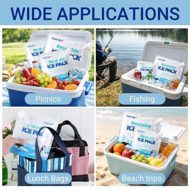 Alt view image 6 of 6 - 6 Pack Reusable Ice Packs for Cooler, Long Lasting Freezer Packs Combo for Cooler Bag, Lunch Box, Camping, Fishing, Beach, Picnic(3 Pack 7x7 Inch and 3 Pack 10x10 Inch)