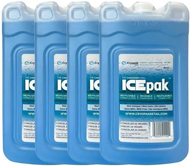 Main image of ICEpak Large Hard Shell Reusable Ice Packs for Coolers and Lunch Box Use, Freezer Safe Gel Design, Professional Grade Cooling, Non-Toxic and BPA Free, Travel Accessories, Small (4 Pack)