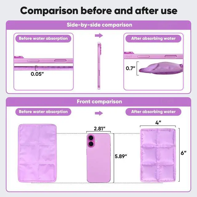 Alt view image 2 of 6 - Ice Packs for Lunch Boxes & Coolers - Slim Reusable Space Saving Cooler Ice Packs, Water Absorption (6"x4"x0.7") - Purple, Non-Toxic Cooler for Picnic, Sports & Camping
