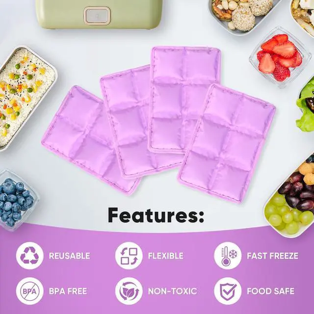 Alt view image 5 of 6 - Ice Packs for Lunch Boxes & Coolers - Slim Reusable Space Saving Cooler Ice Packs, Water Absorption (6"x4"x0.7") - Purple, Non-Toxic Cooler for Picnic, Sports & Camping