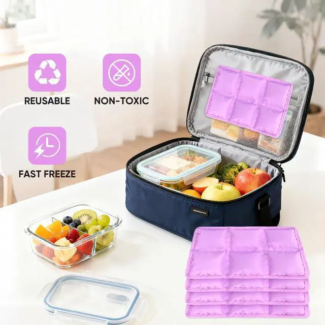 Alt view image 4 of 6 - Ice Packs for Lunch Boxes & Coolers - Slim Reusable Space Saving Cooler Ice Packs, Water Absorption (6"x4"x0.7") - Purple, Non-Toxic Cooler for Picnic, Sports & Camping