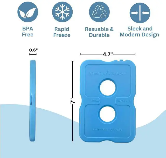 Alt view image 3 of 6 - Ice Packs for Lunch Box BPA Free Quick Freeze & Long Lasting - Reusable Slim Ice Packs for School, Beach, Fishing (Set of 4)