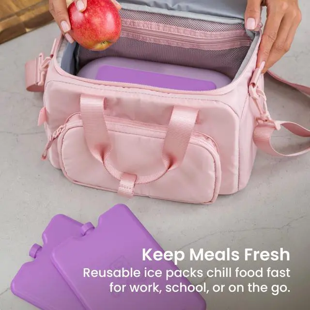 Alt view image 2 of 7 - Chillers Ice Packs: Slim, Reusable Quick-Freeze Cooling Design Keeps Food Fresh in Lunch Boxes, Bags, & Coolers for Work, College, Camping, & More; Easy to Clean & Chills Fast; 4-Pack (Purple)