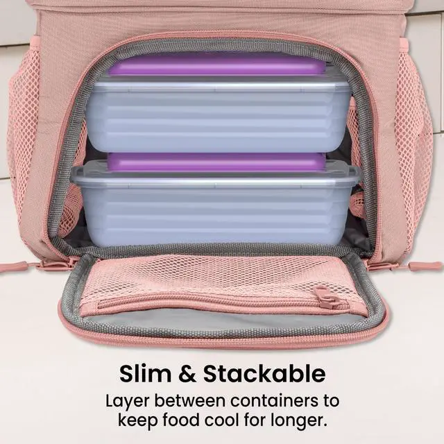 Alt view image 5 of 7 - Chillers Ice Packs: Slim, Reusable Quick-Freeze Cooling Design Keeps Food Fresh in Lunch Boxes, Bags, & Coolers for Work, College, Camping, & More; Easy to Clean & Chills Fast; 4-Pack (Purple)